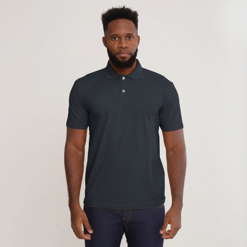 Camisa Polo Piquet Algodão Cinza Chumbo