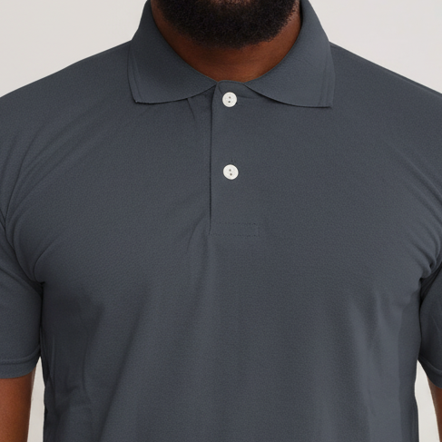 Camisa Polo Piquet Algodão Cinza Chumbo