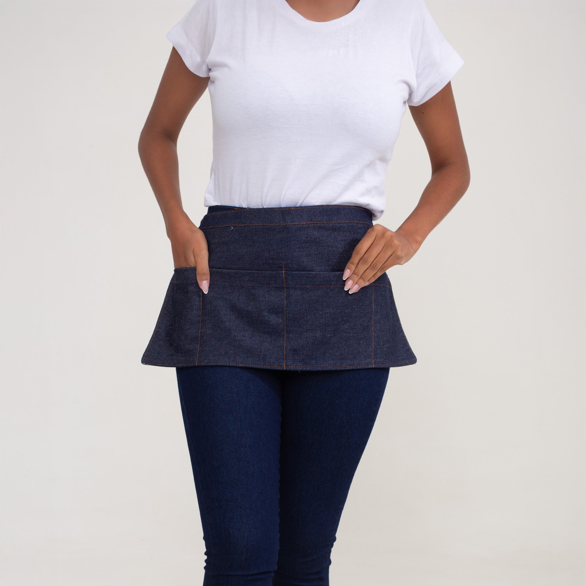 Avental Pochete Jeans Com Bolso