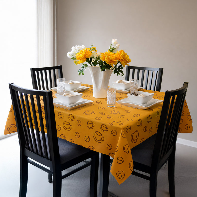 Toalha de Mesa Café Amarelo 1,50x1,50 Quadrada