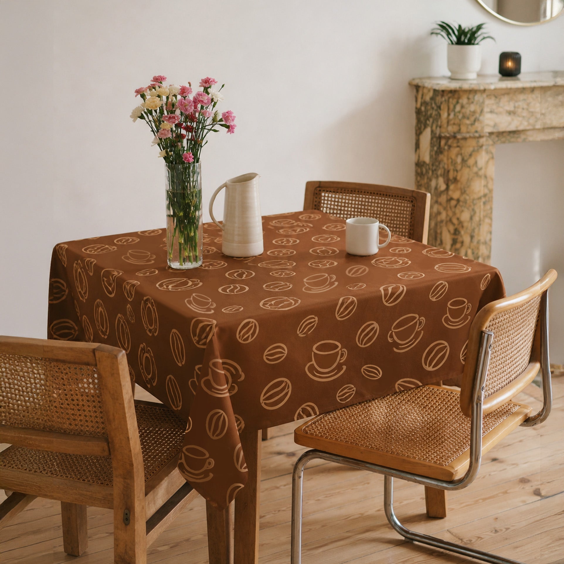 Toalha de Mesa Café Marrom 1,50x1,50 Quadrada