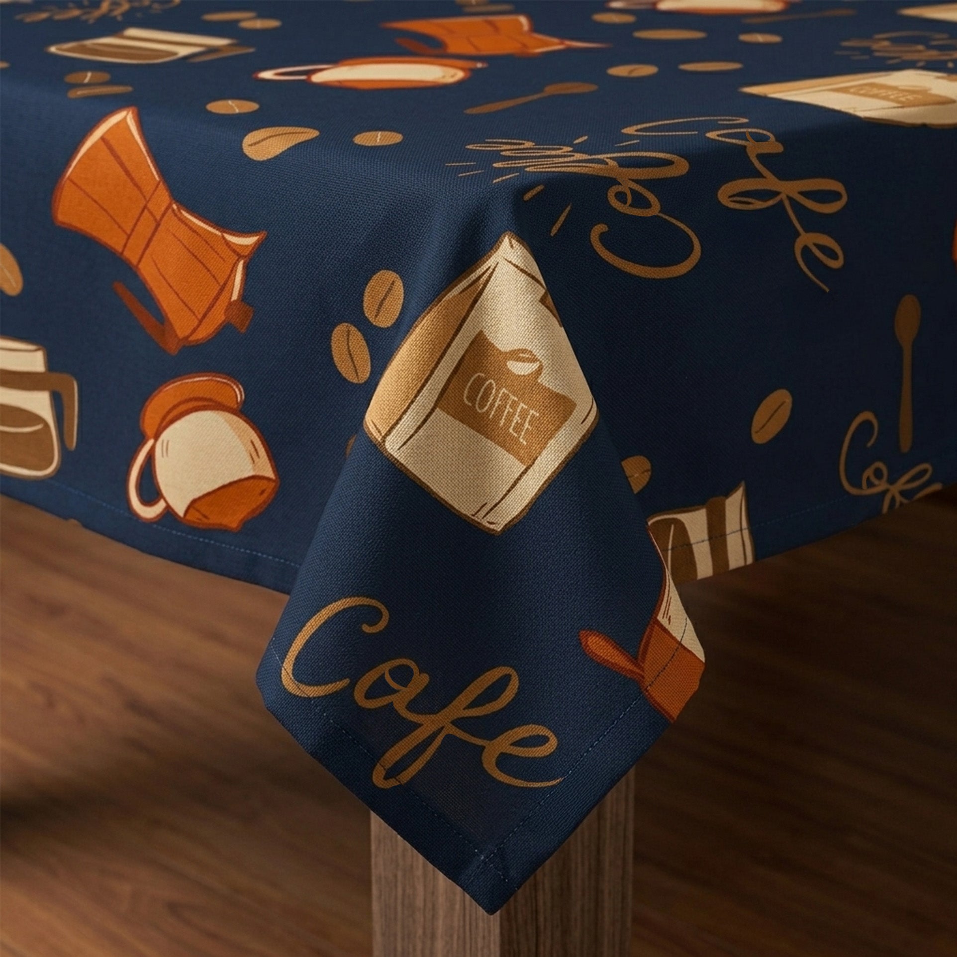 Toalha de Mesa Capuccino Azul 1,50x1,50 Quadrada