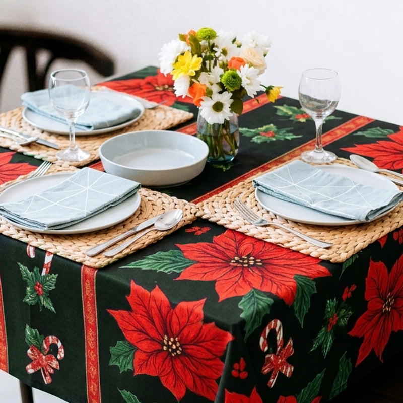Toalha de Mesa Flor Natalina 1,50x1,50 Quadrada