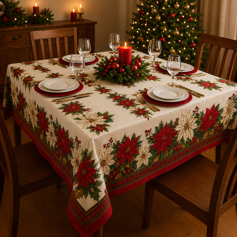 Toalha de Mesa Natal Branca