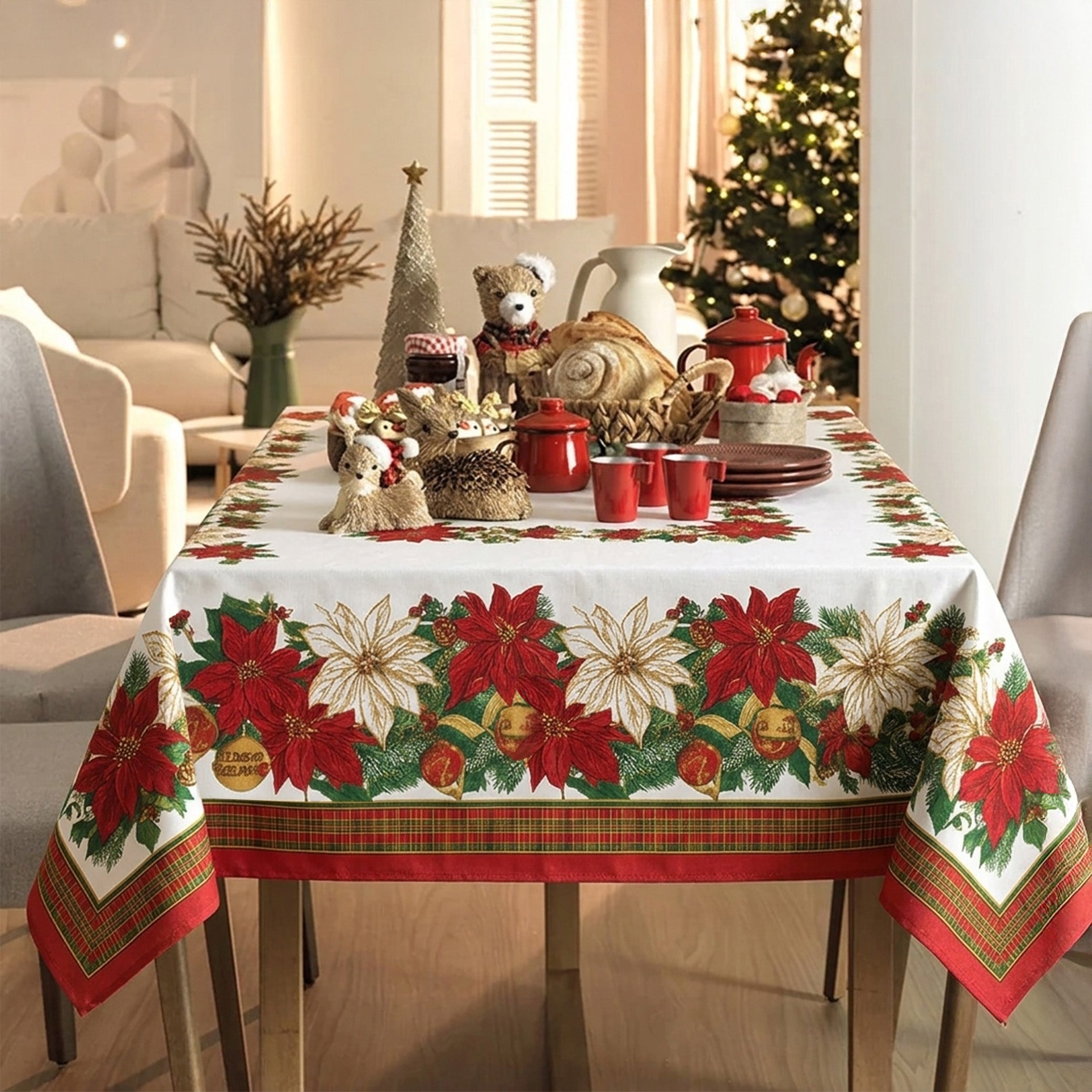 Toalha de Mesa Natal Branca