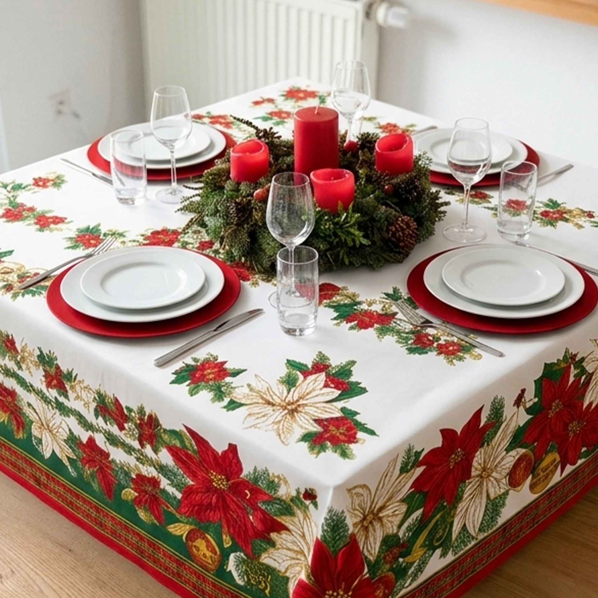 Toalha de Mesa Natal Branca