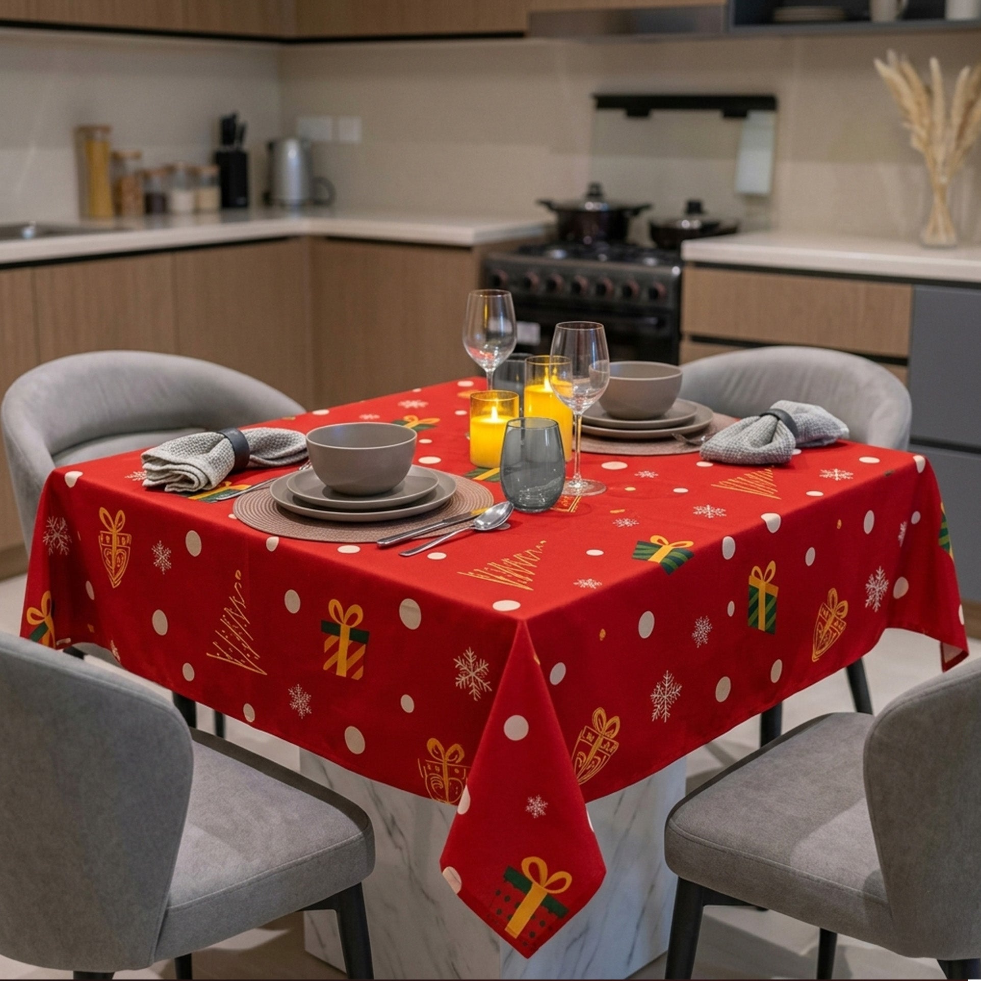 Toalha de Mesa Árvore Natal 1,50x1,50 Quadrada