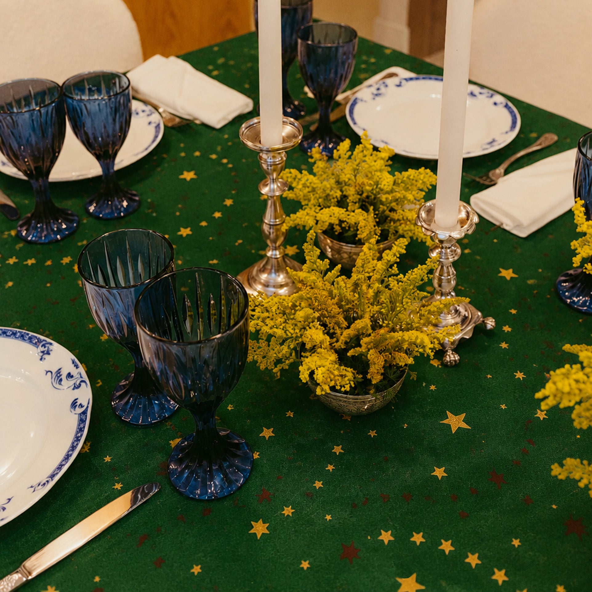 Toalha de Mesa Natalina Verde 1,50x1,50 Quadrada