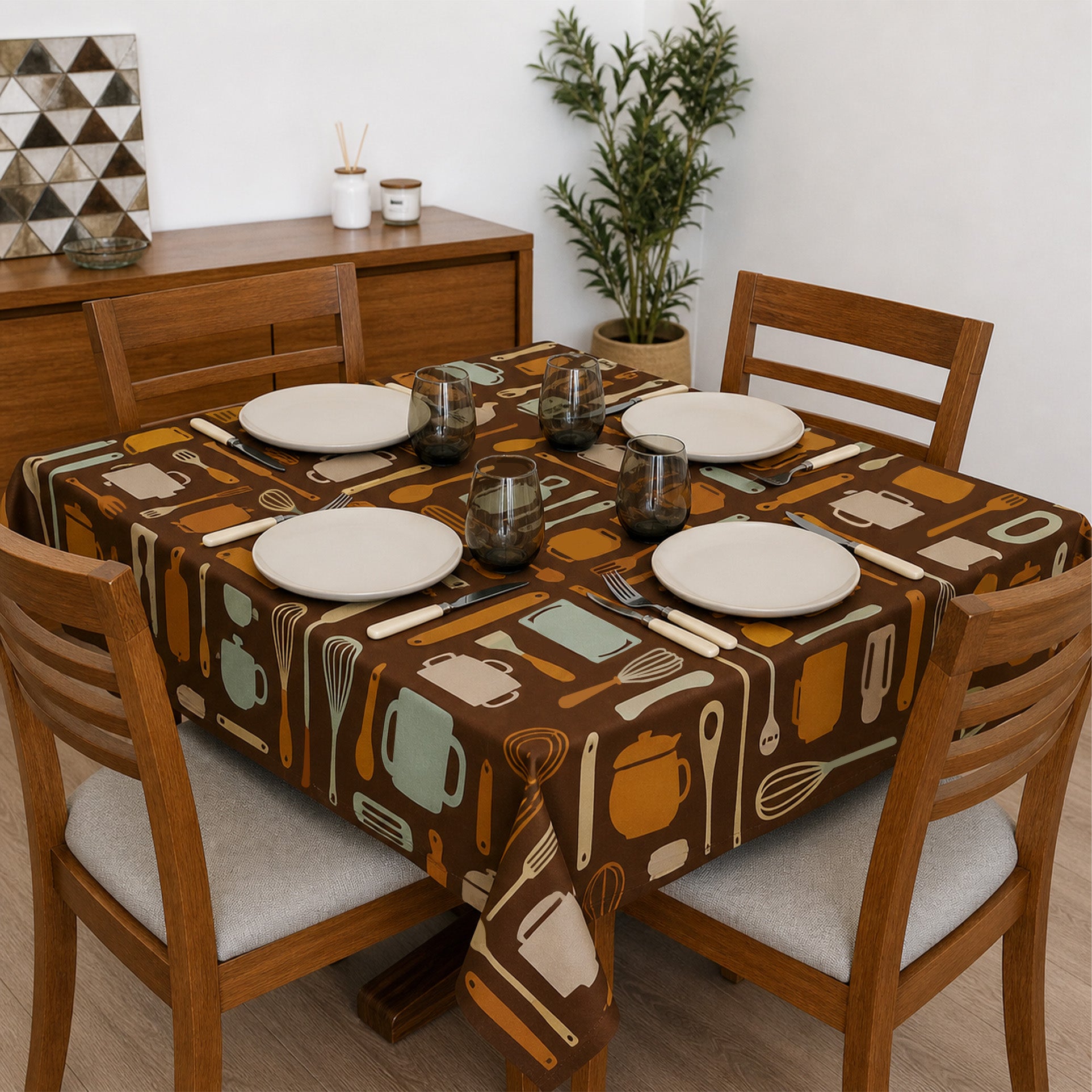Toalha de Mesa Utensilhos 1,50x1,50 Quadrada