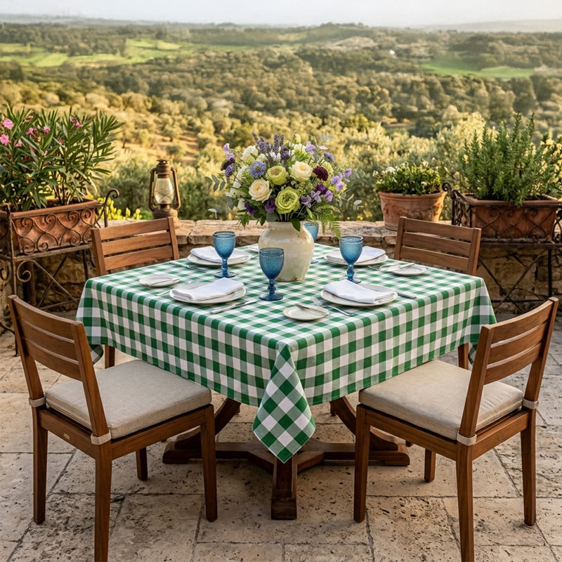 Toalha de Mesa Xadrez 1,50x1,50 Verde Quadrada