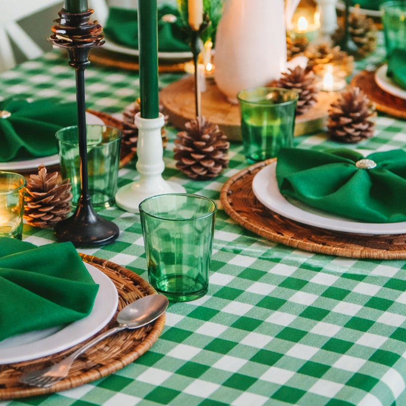 Toalha de Mesa Xadrez 150cm Verde Redonda