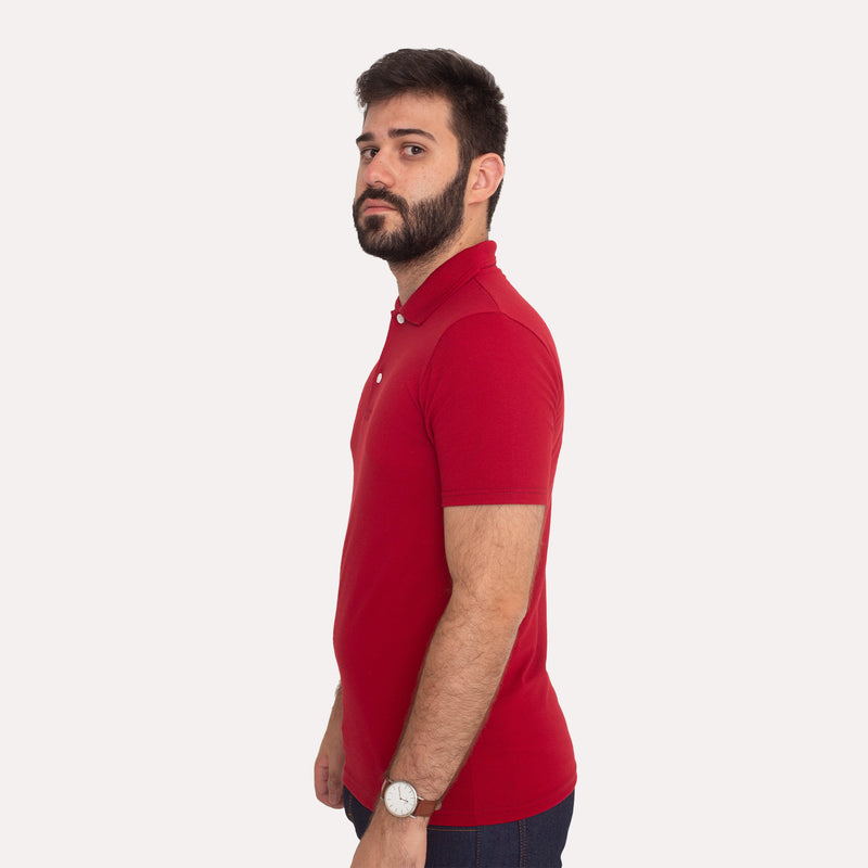 Camisa Polo Piquet Algodão Vermelha