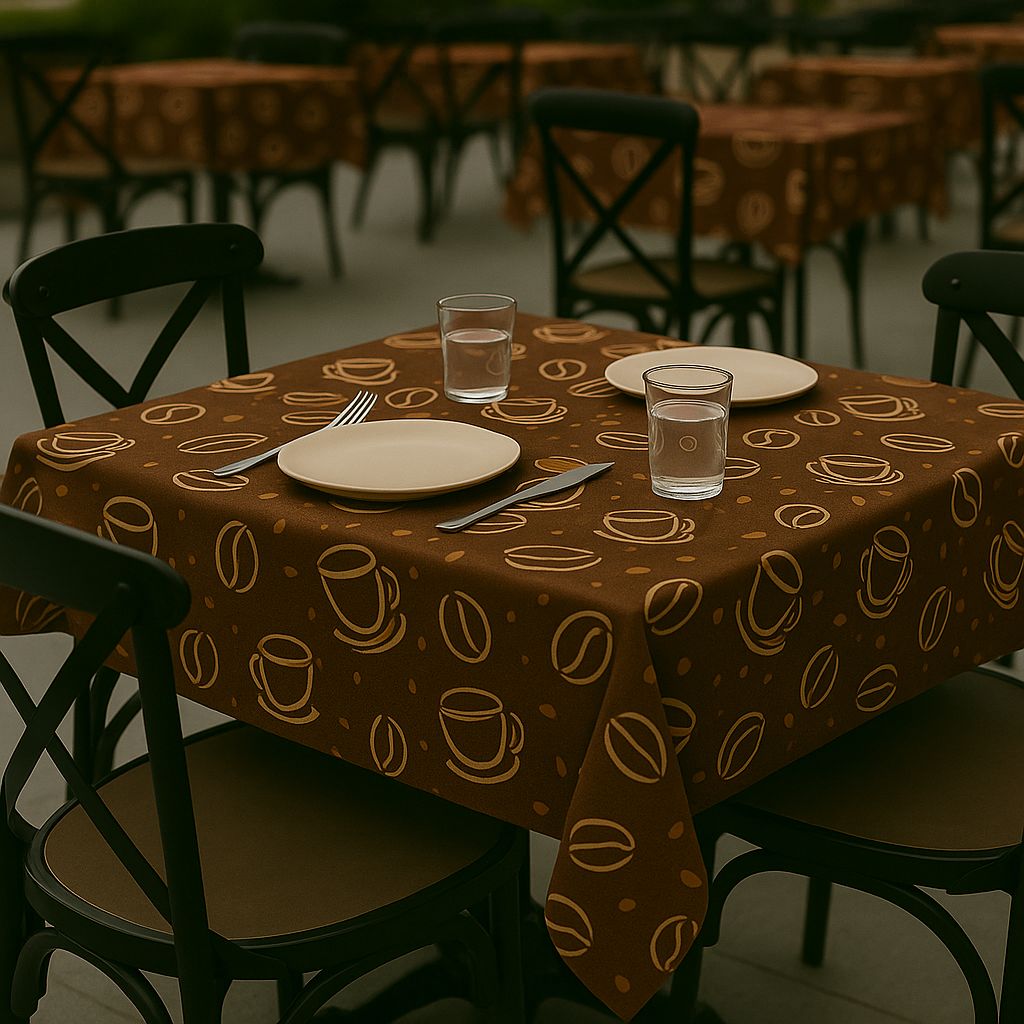 Toalha de Mesa Café Marrom 1,50x1,50 Quadrada