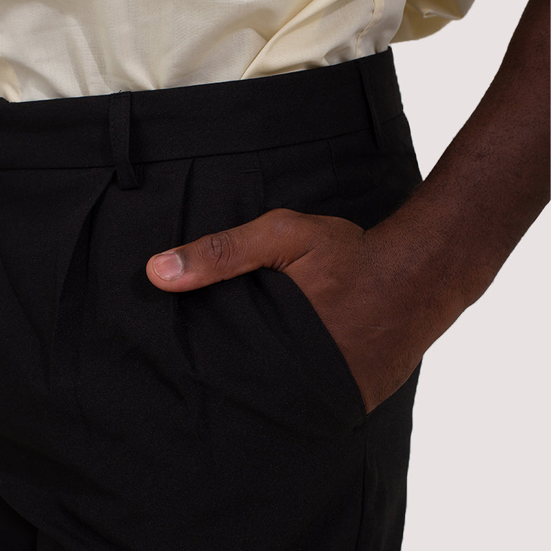 Calça Social Preta com Prega Masculina Oxford