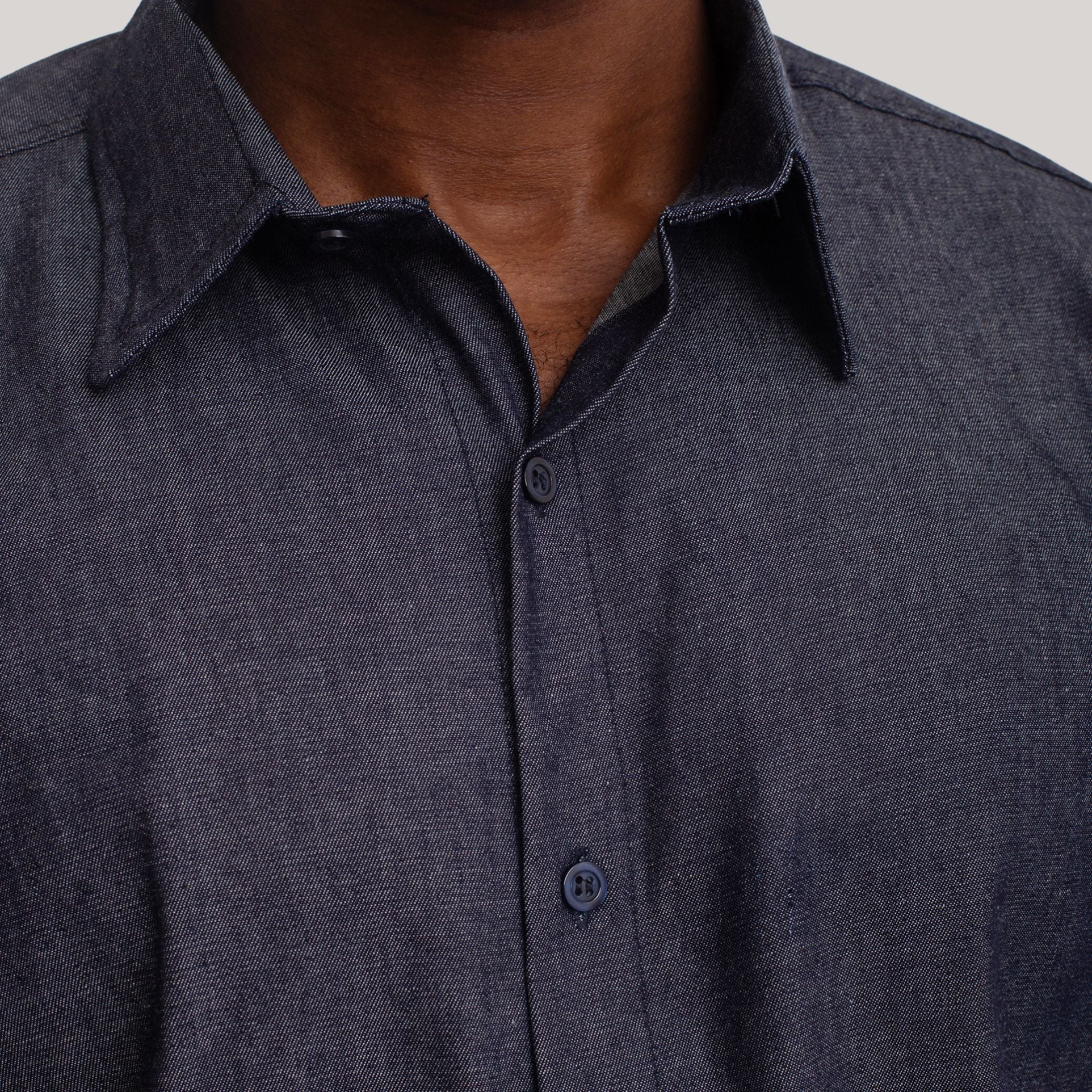 Camisa Social Jeans Manga Longa