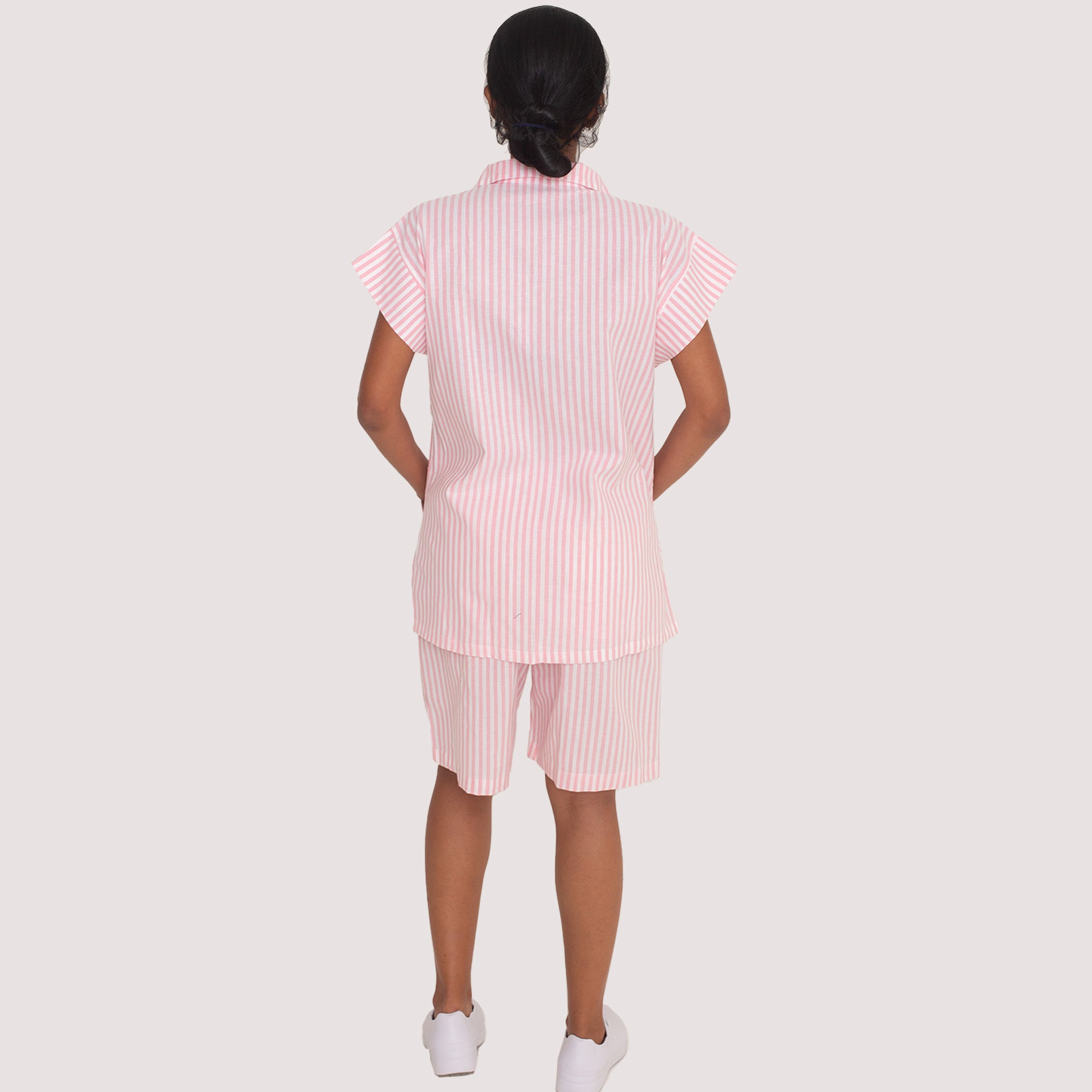 Uniforme Babá Rosa Listrado