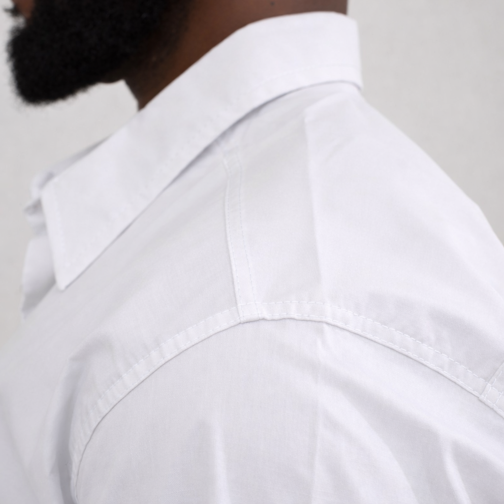 Camisa Social Branca Algodão Manga Curta Masculina