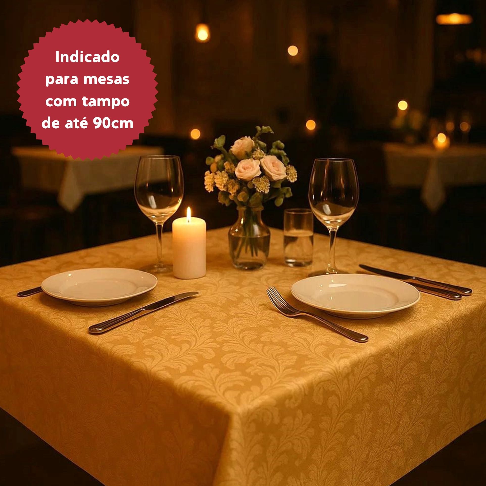 Toalha de Mesa Jacquard Bege 1,50x1,50 Quadrada