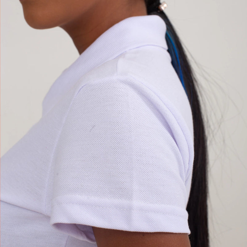 Camisa Polo Piquet Algodão Feminina Branco