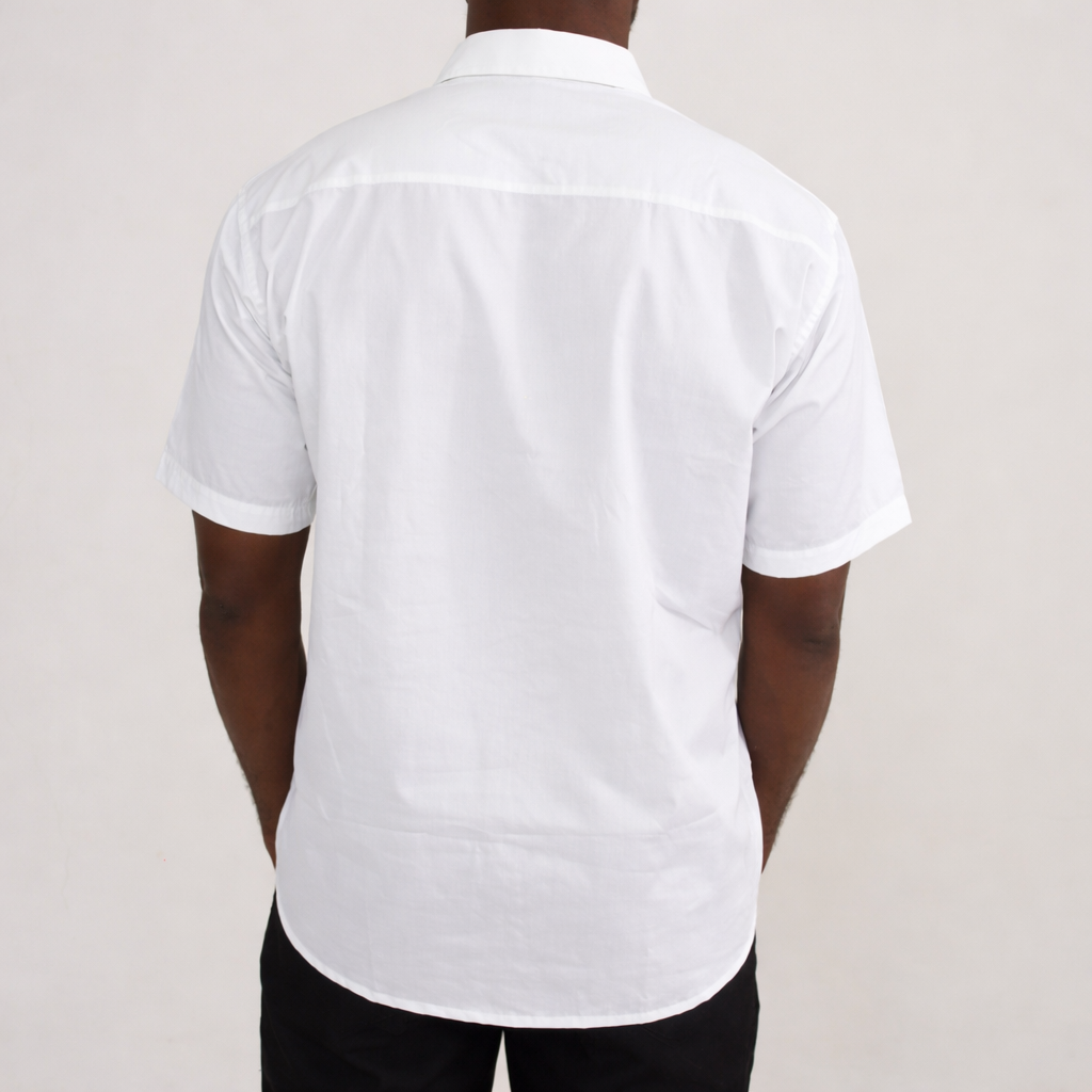 Camisa Social Branca Algodão Manga Curta Masculina