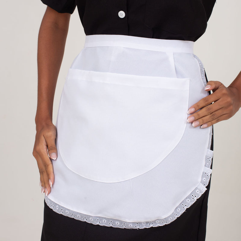 Avental Branco de Camareira Com Renda Oxford