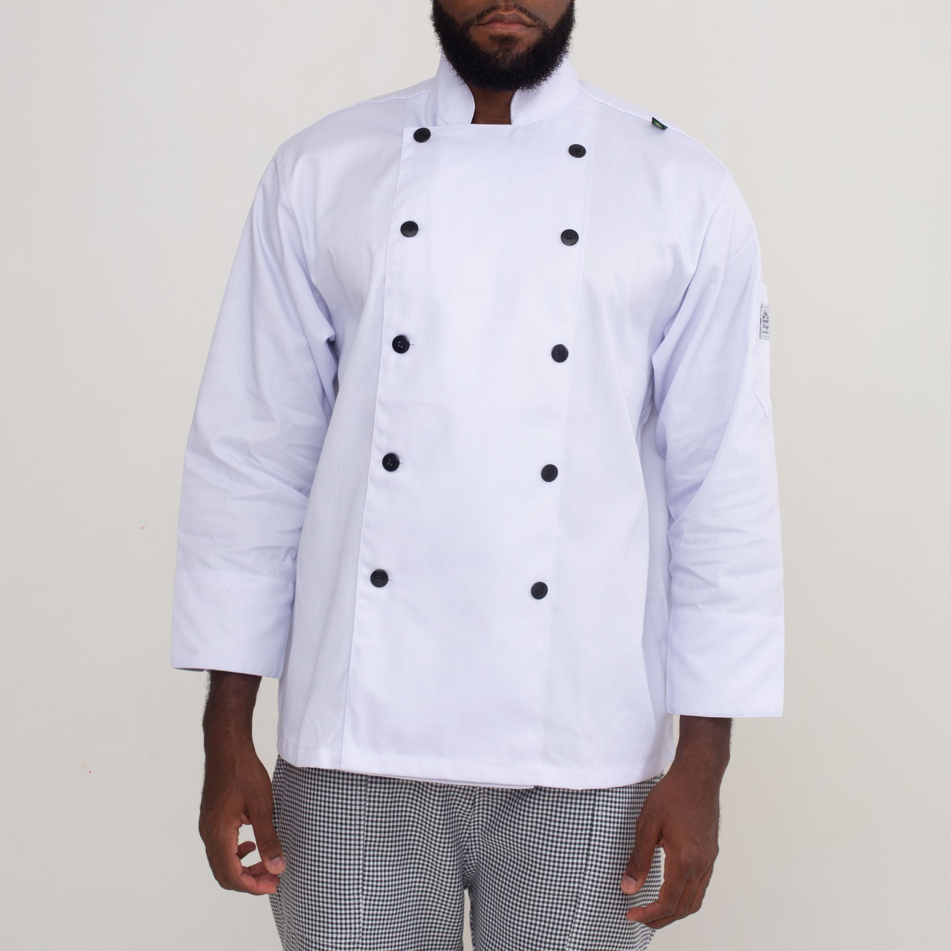 Dólmã Manga Longa Branca Com Botões Pretos