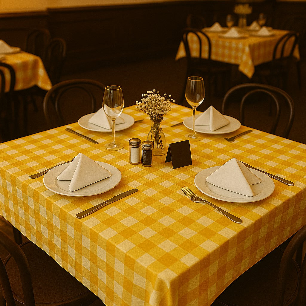 Toalha de Mesa Xadrez 1,50x1,50 Amarela Quadrada