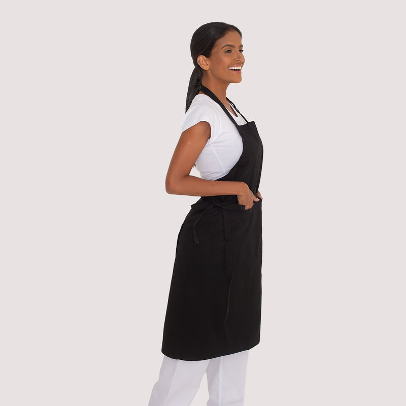 Avental Transpassado com Bolso Preto Brim