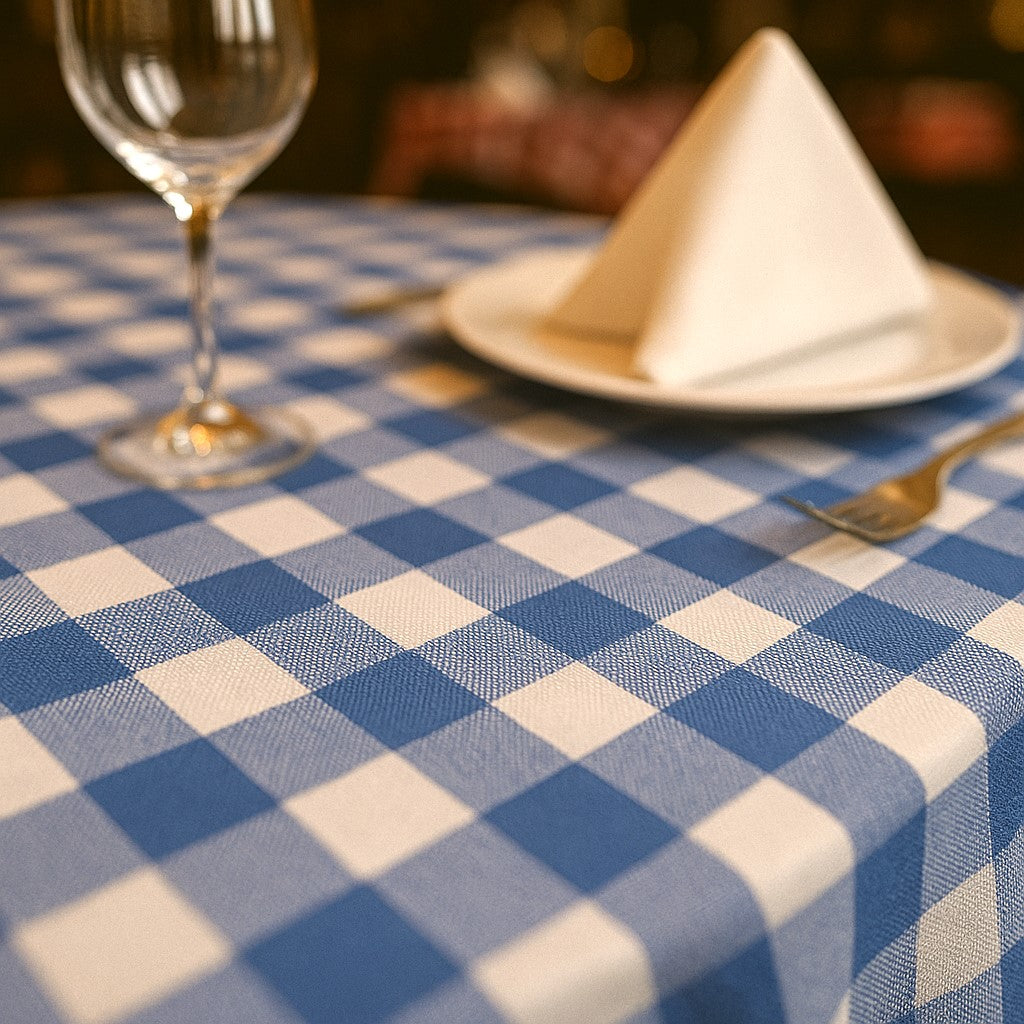 Toalha de Mesa Xadrez 1,50x1,50 Azul Quadrada
