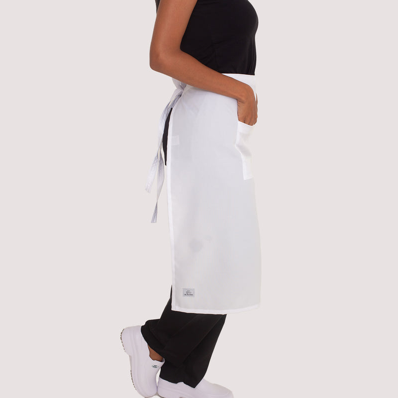 Avental Branco de Cintura com Bolso Brim