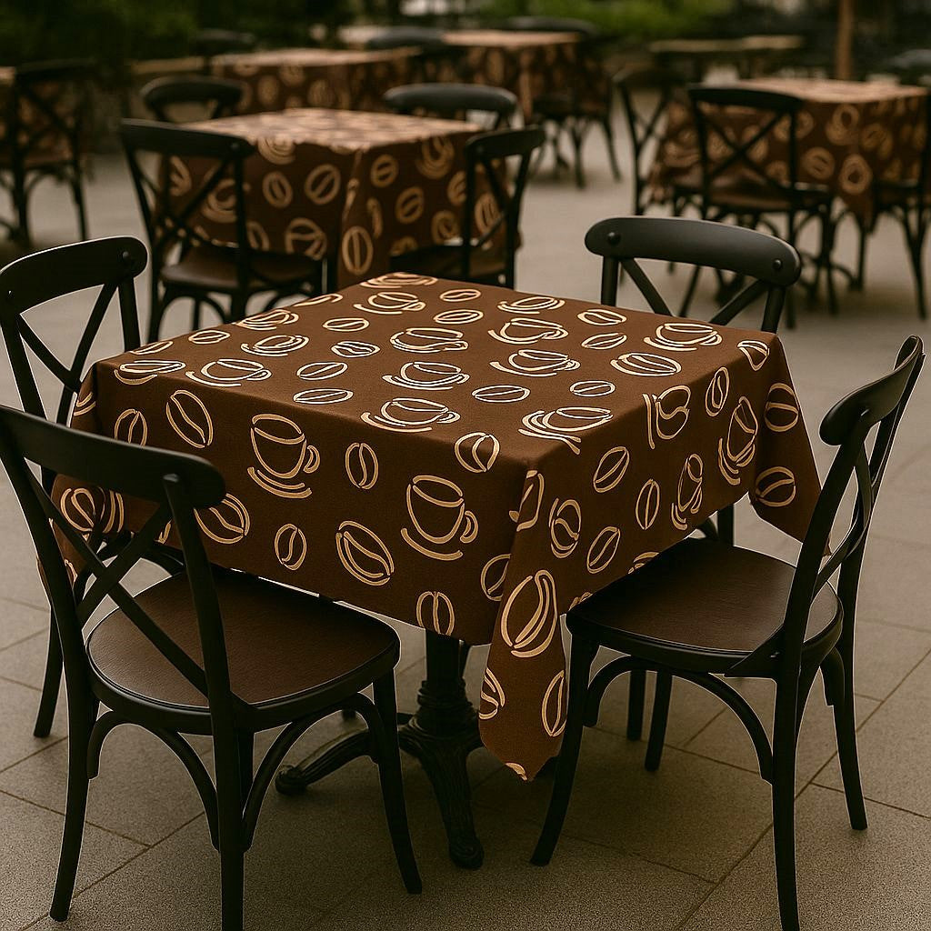 Toalha de Mesa Café Marrom 1,50x1,50 Quadrada