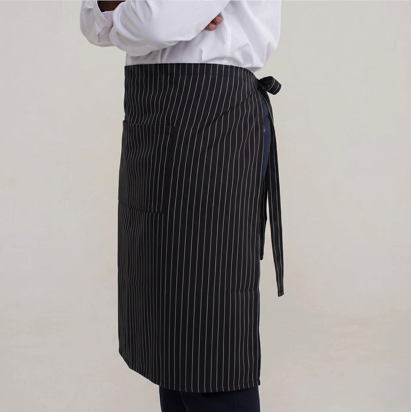 Avental Risca de Giz Preto De Cintura Com Bolso Oxford