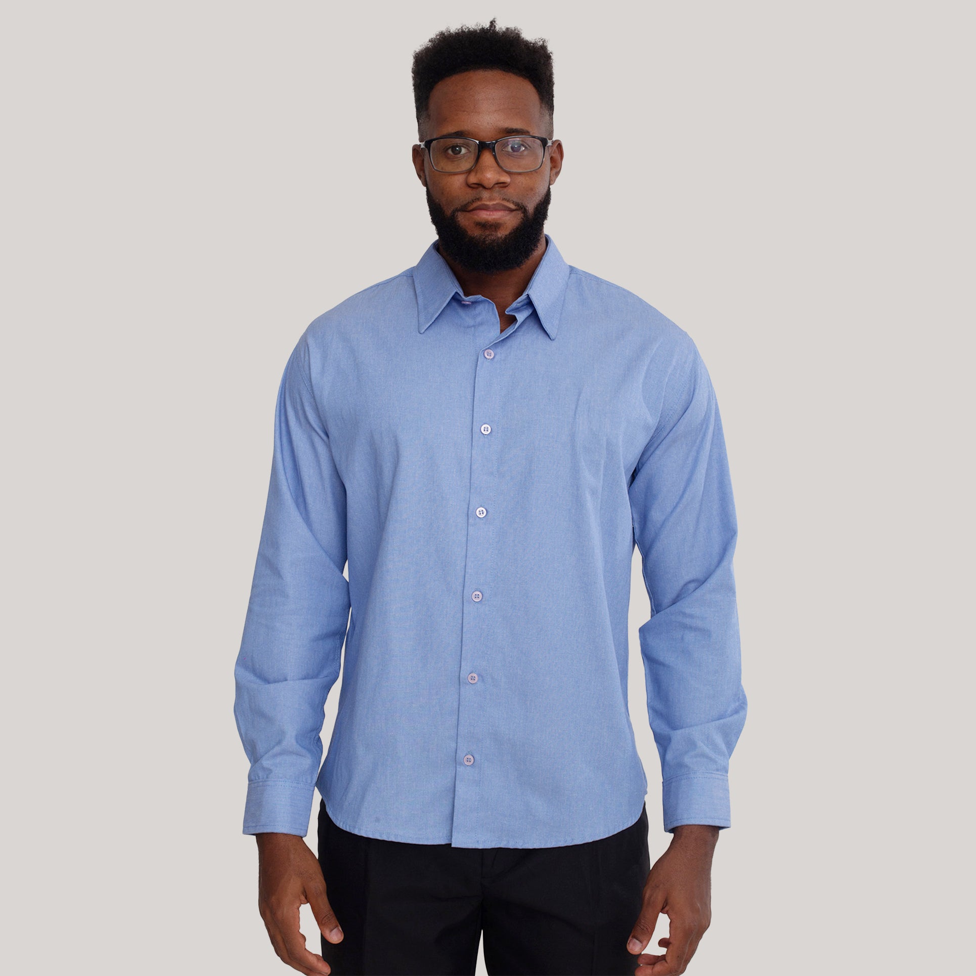 Camisa Social Azul Claro Unioffice Manga longa Masculina