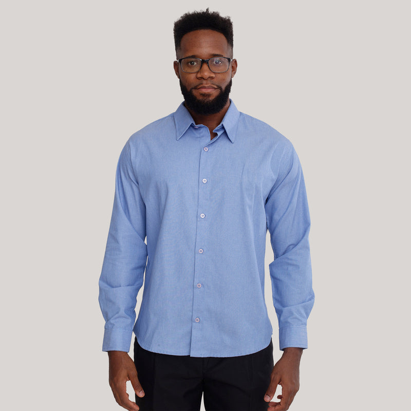Camisa Social Azul Claro Unioffice Manga longa Masculina