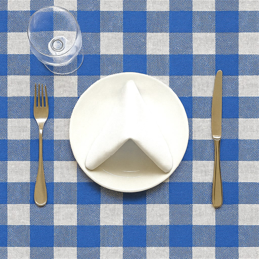 Toalha de Mesa Xadrez 1,50x1,50 Azul Quadrada