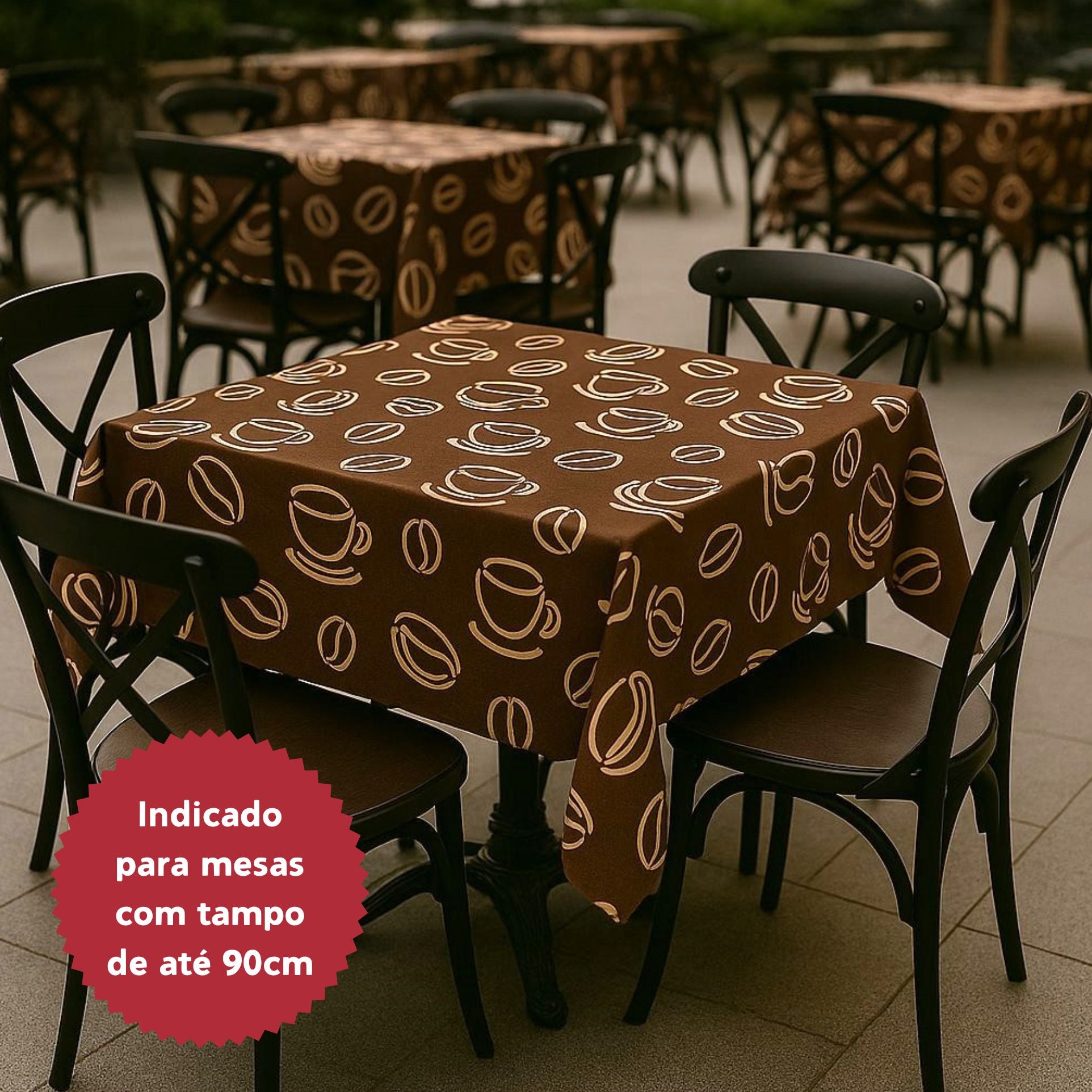 Toalha de Mesa Café Marrom 1,50x1,50 Quadrada