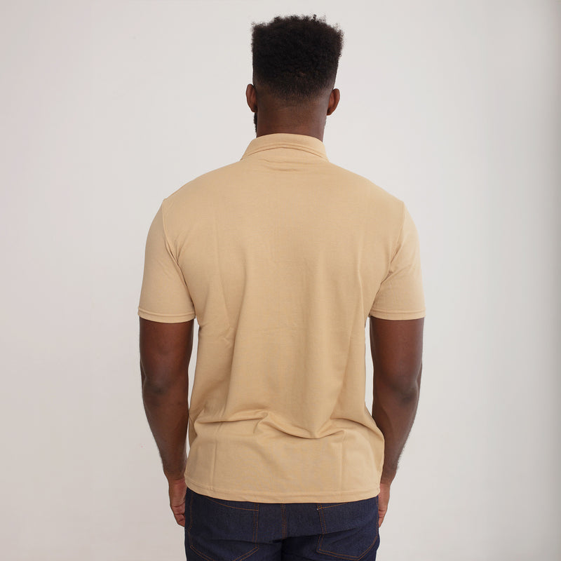 Camisa Polo Piquet Algodão Bege