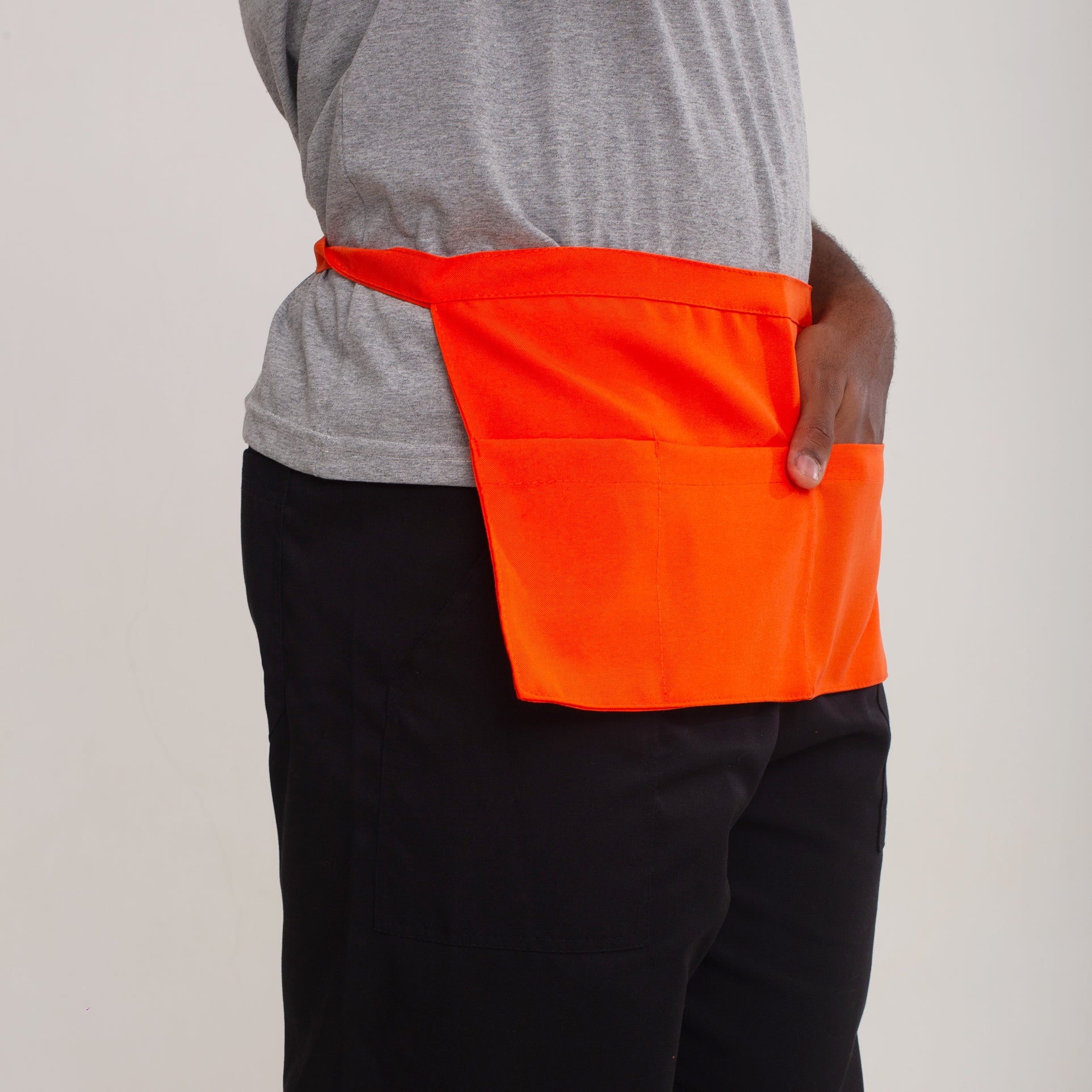Avental Pochete Laranja Com Bolso Oxford