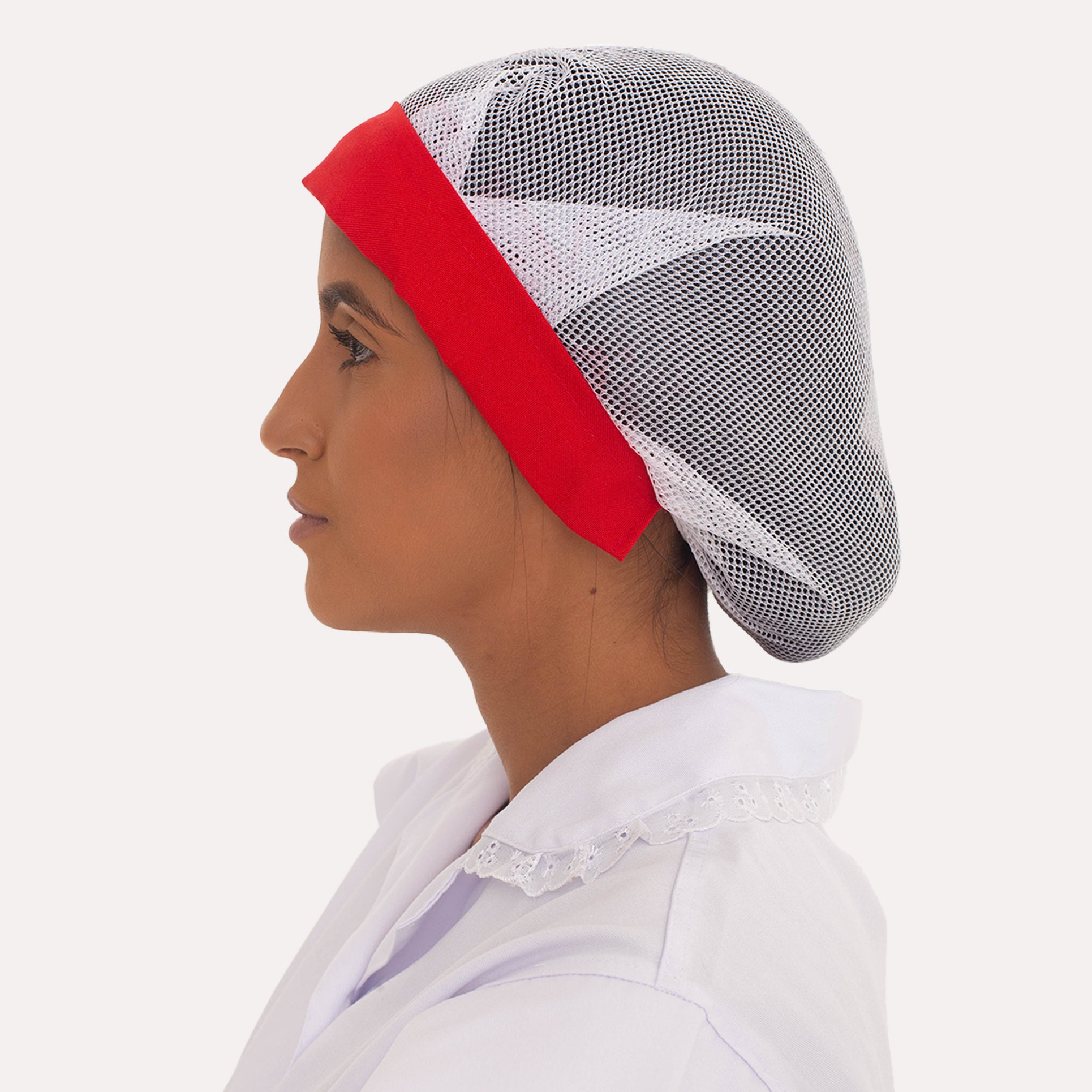 Touca de Renda Vermelho com Pala