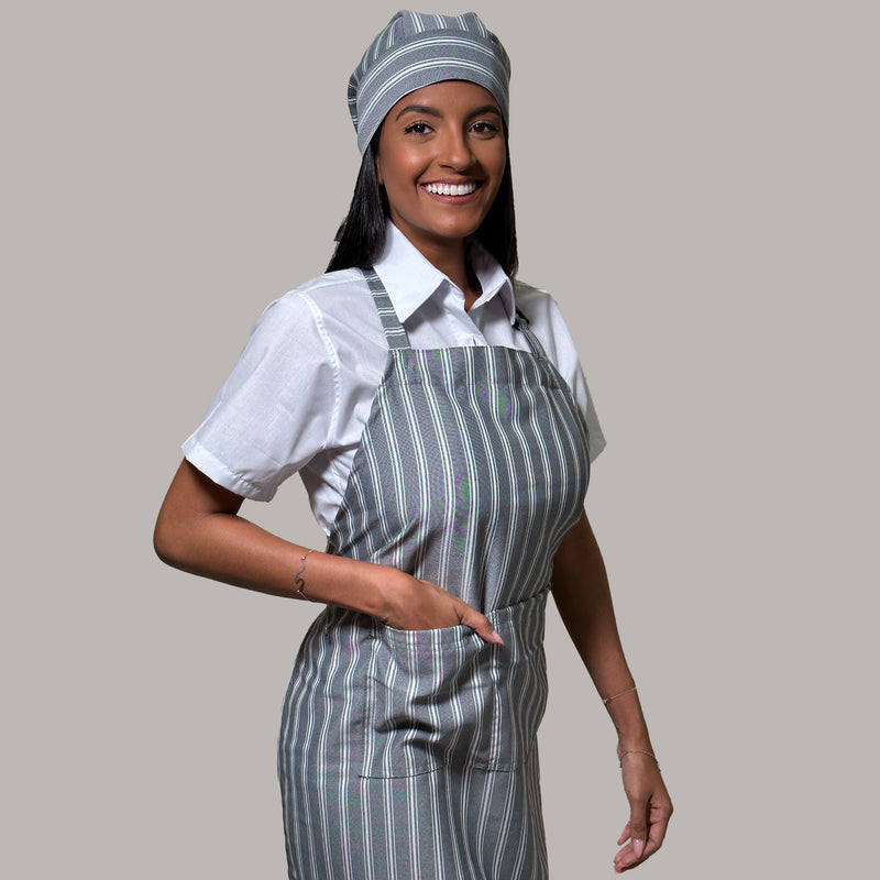 Avental Listrado com Bolso Oxford