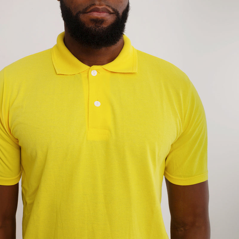 Camisa Polo Piquet Algodão Amarela