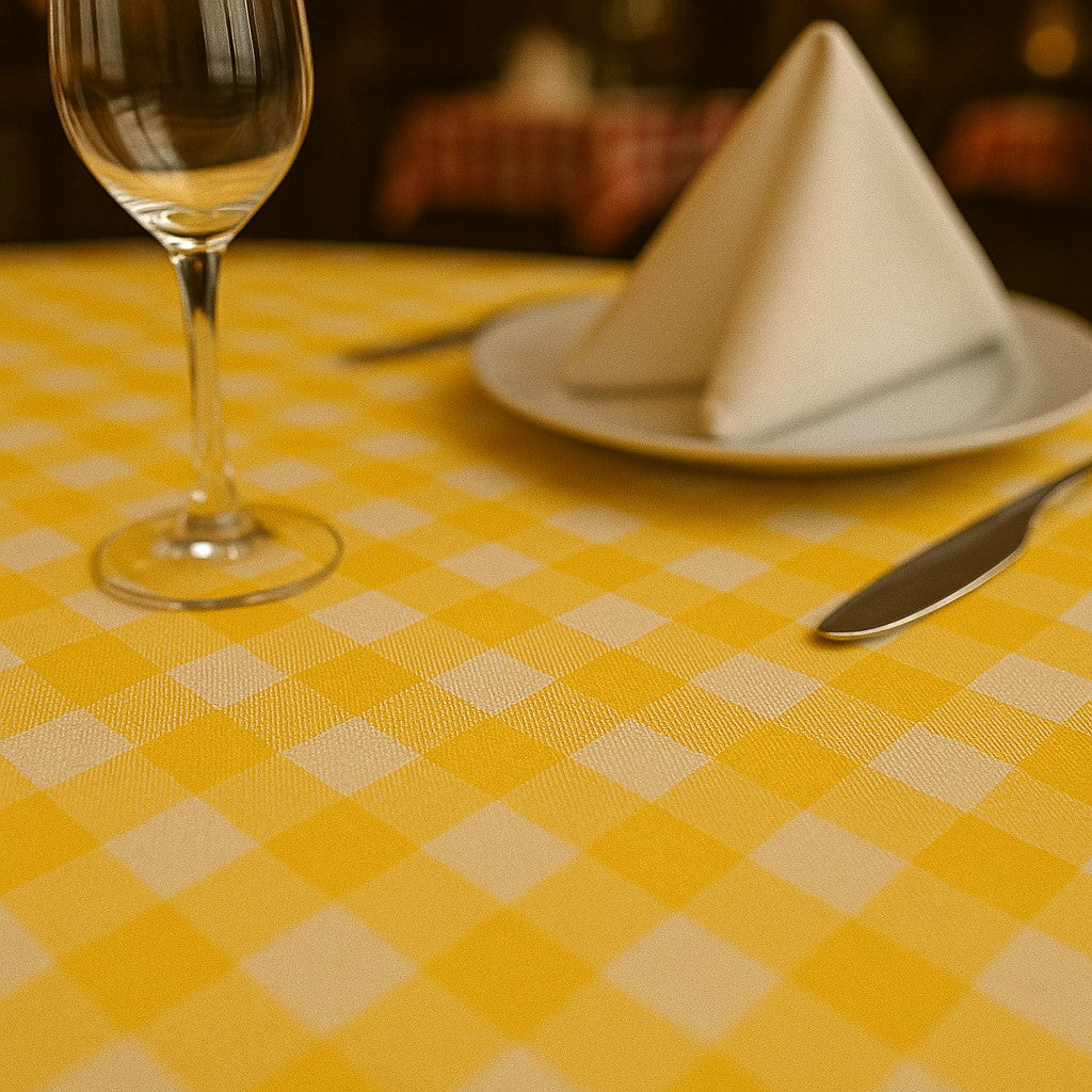 Toalha de Mesa Xadrez 1,50x1,50 Amarela Quadrada