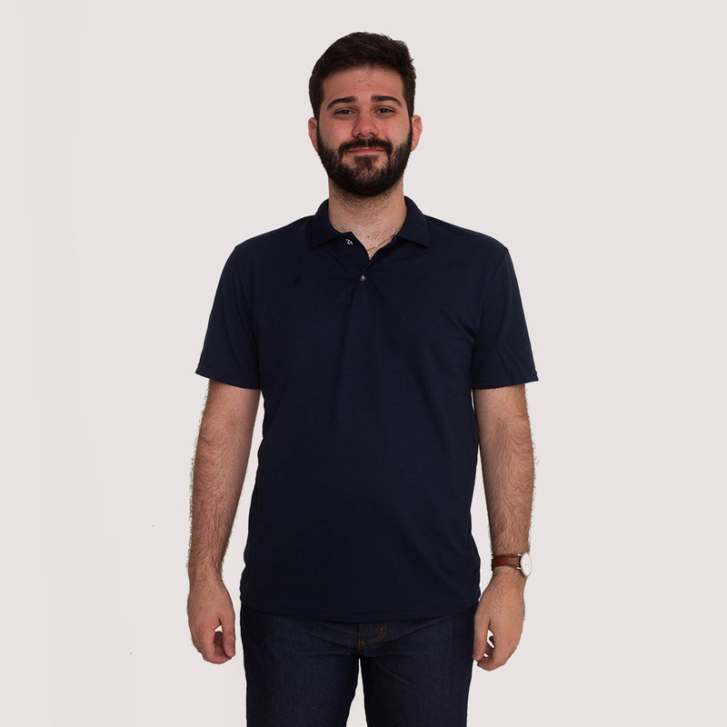 Camisa Polo Piquet Algodão Azul Marinho