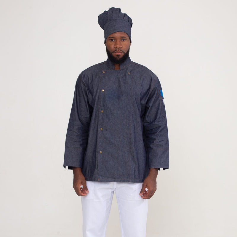 Dólmã Jeans Manga Longa Com Botão de Pressão
