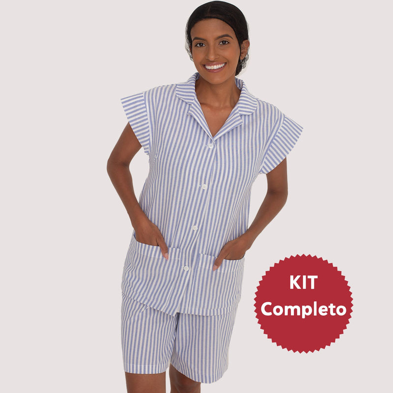 Uniforme Babá Azul Listrado