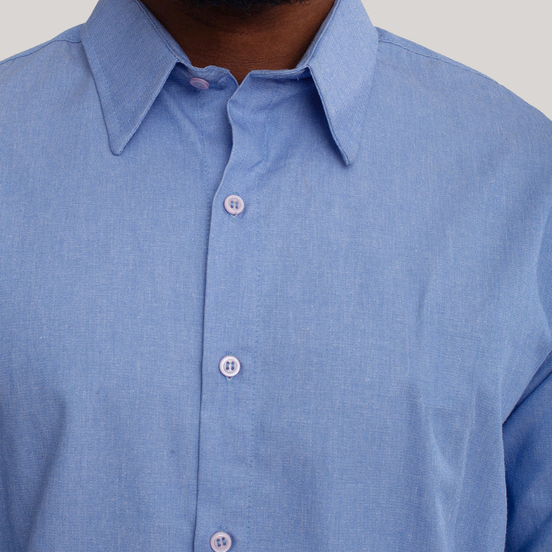 Camisa Social Azul Claro Unioffice Manga longa Masculina