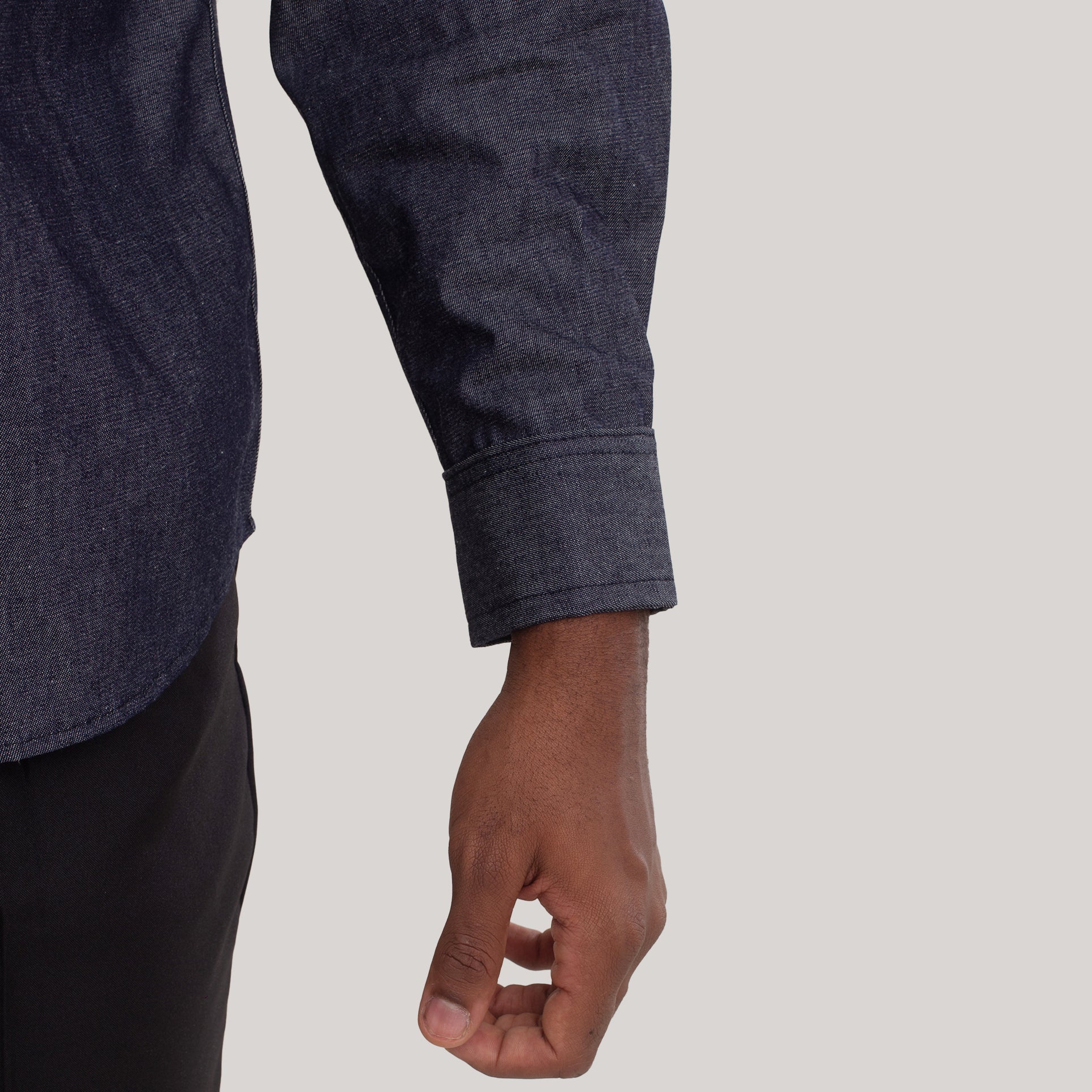 Camisa Social Jeans Manga Longa