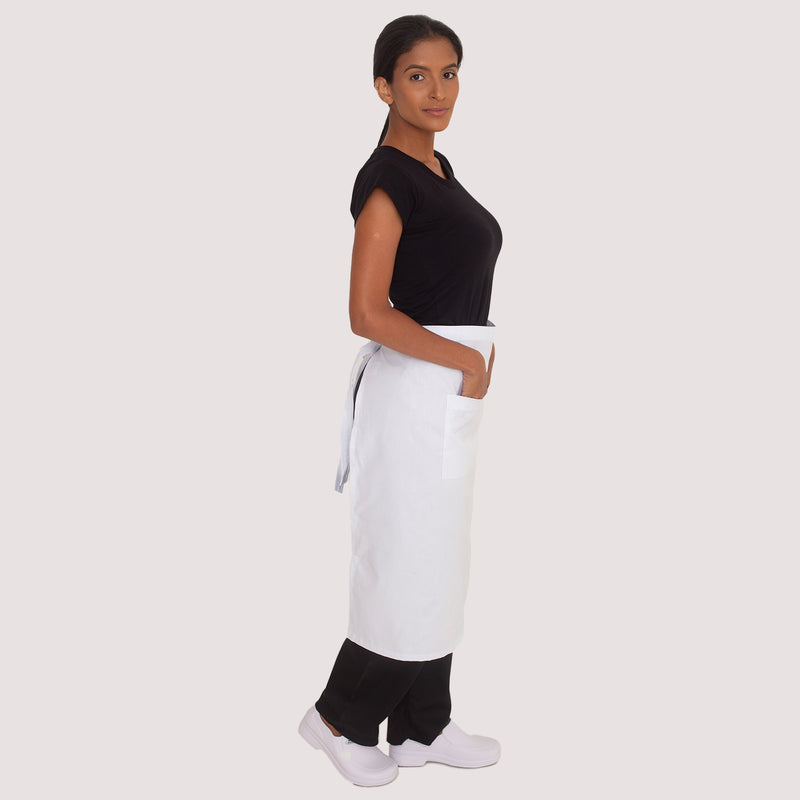Avental Branco de Cintura com Bolso Brim