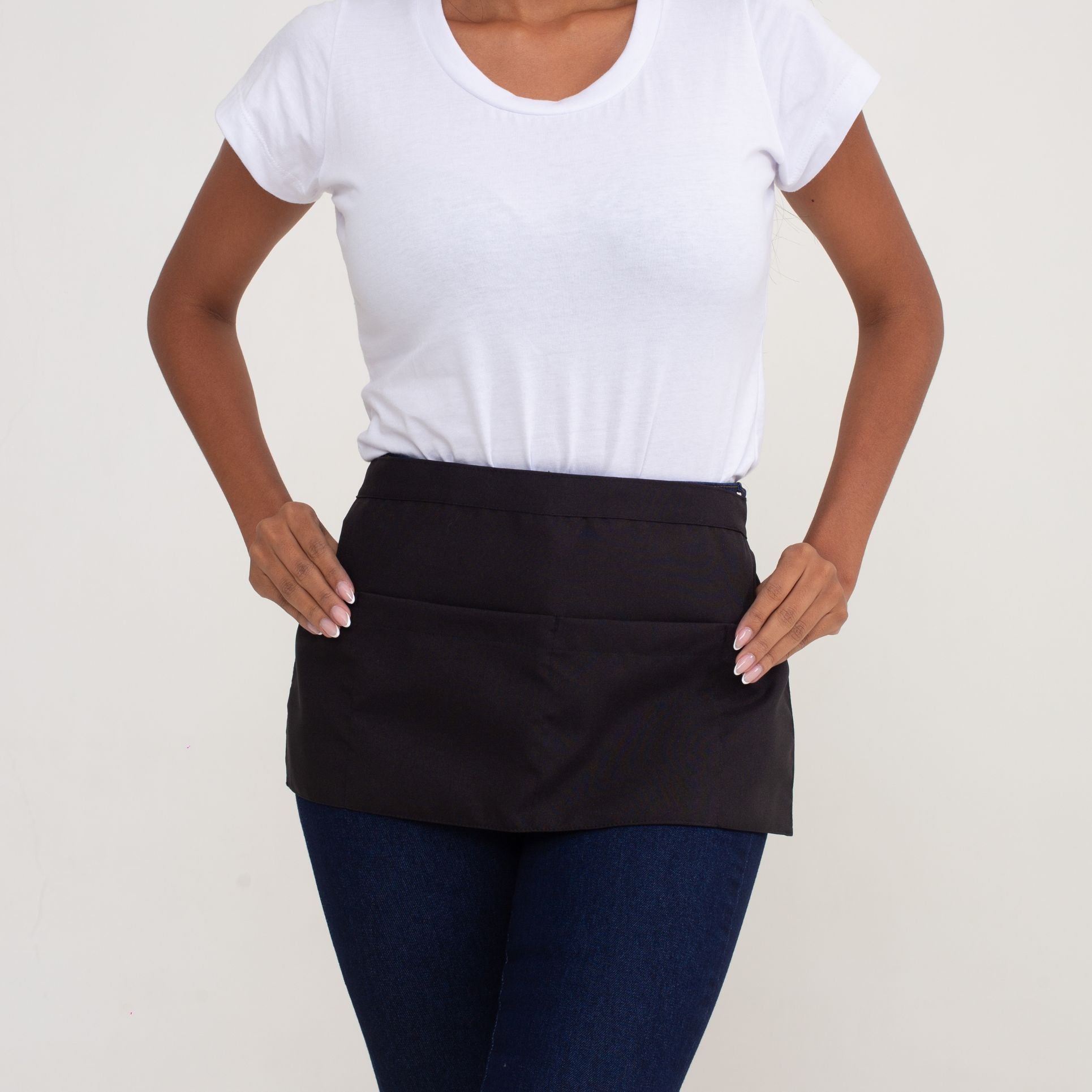 Avental Pochete Preto Com Bolso Oxford