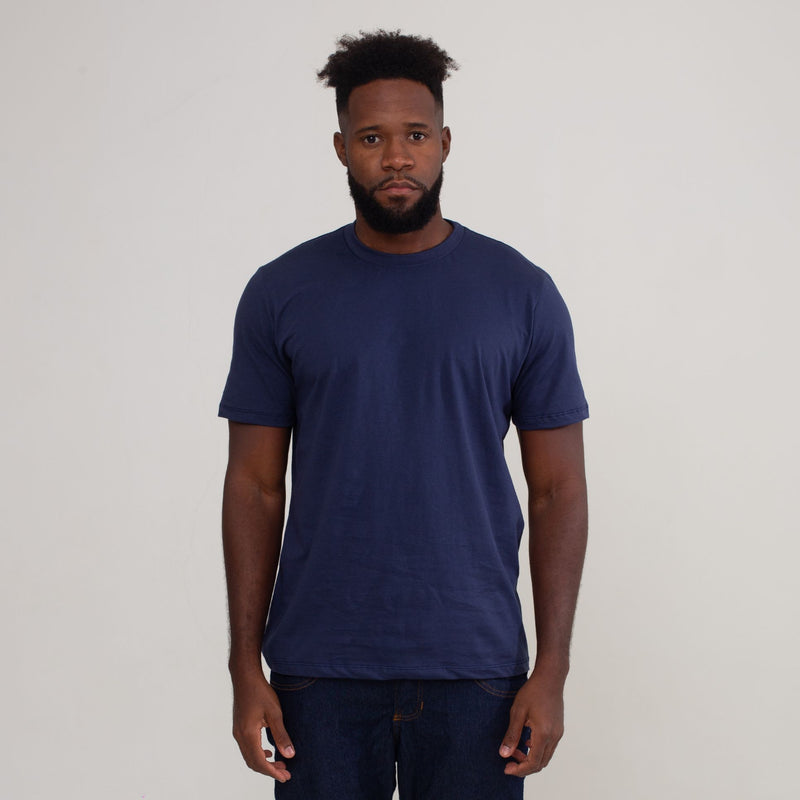 Camisa de Malha 100% Algodão Azul Marinho